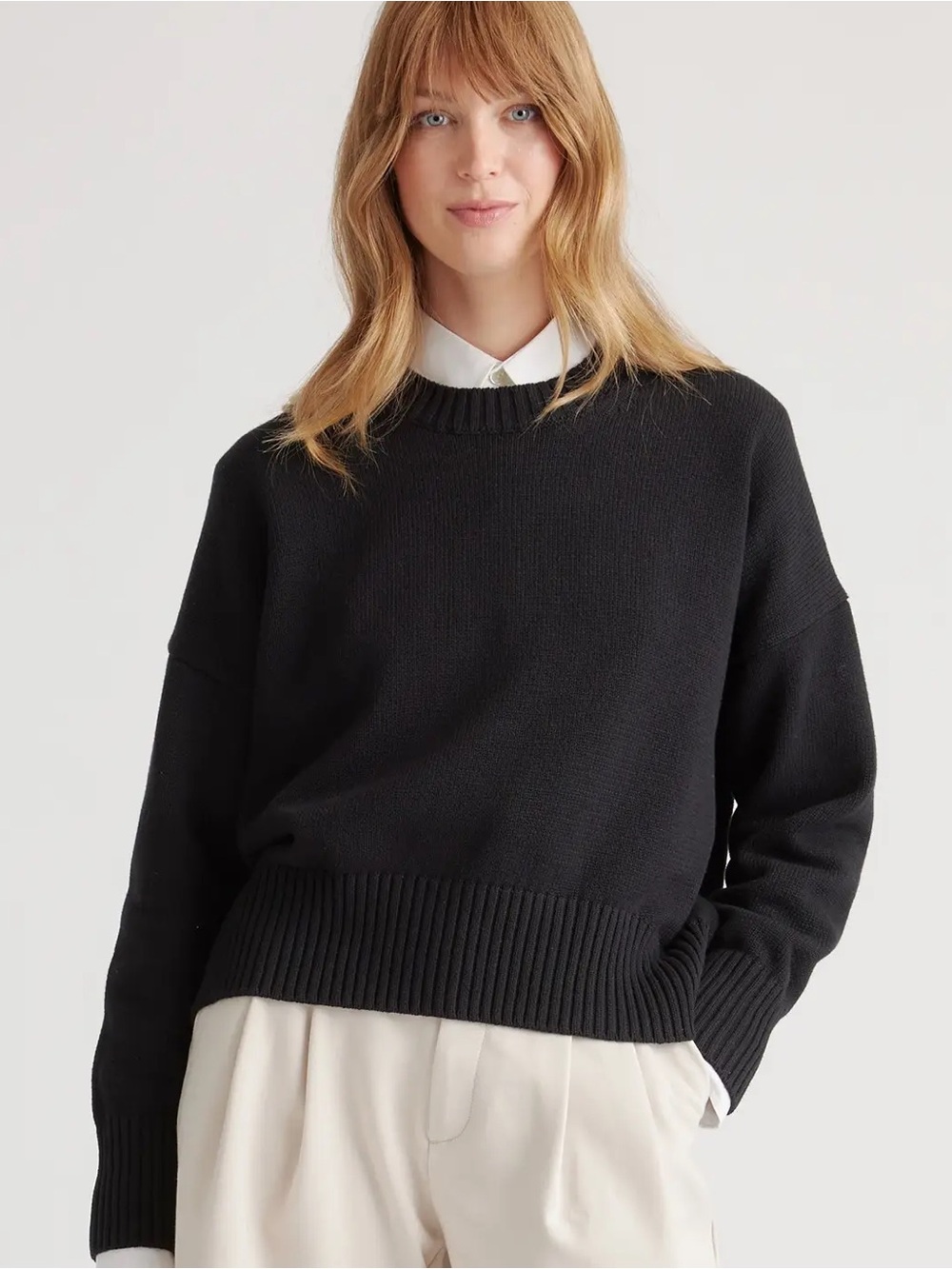 Quince 100% Organic Cotton Boyfriend Crew Sweater